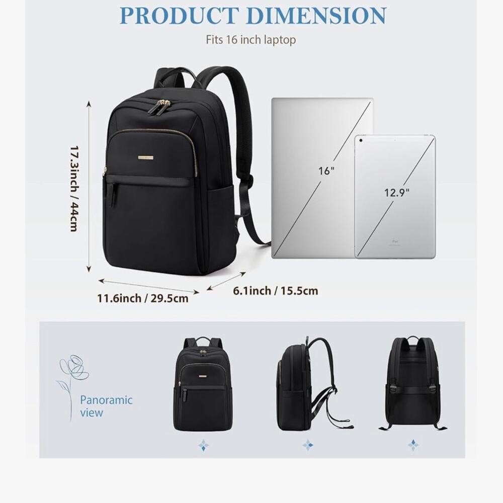 NWOT Travel Backpack for Women Personal Carry On Bag Business Weekender - Picture 3 of 9